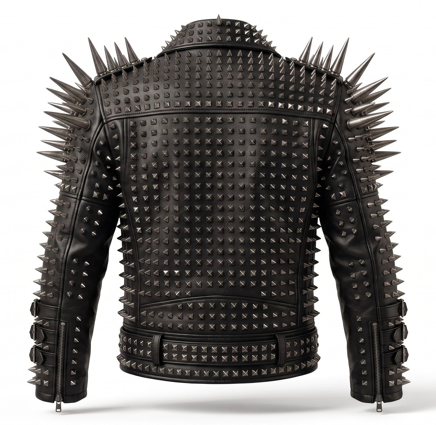 Punk rock studded motorcycle leather jacket