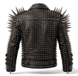 Punk rock studded motorcycle leather jacket
