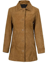 Kandis Womens Brown Suede Car Coat