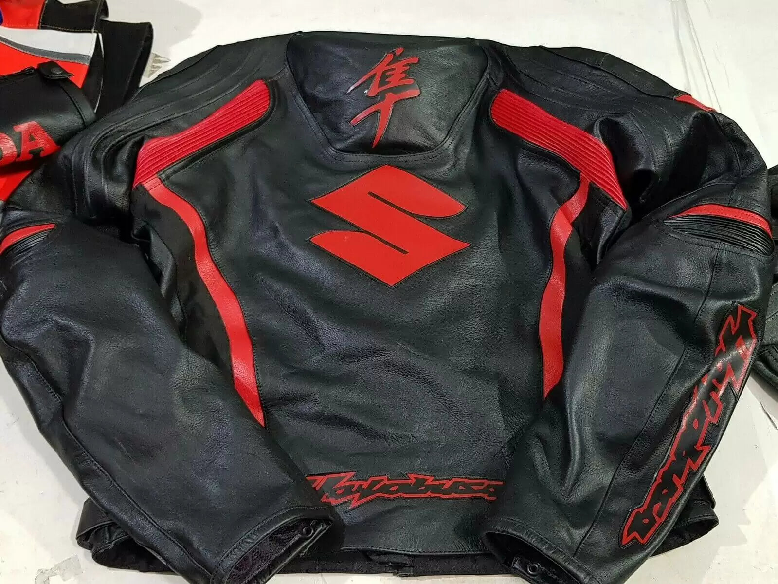 Suzuki Hayabusa Red Black Motorcycle Jacket