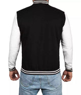 Men’s Black and White Letterman Jacket – Baseball Bomber Style