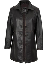 Winchester Women's Distressed Dark Brown Leather Coat