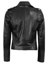 Kirsten Women's Black Asymmetrical Leather Biker Style Jacket