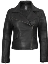Women's Black Leather Biker Style Jacket