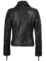 Women's Black Asymmetrical Biker Style Leather Jacket