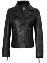 Women's Black Asymmetrical Biker Style Leather Jacket