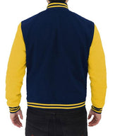 Men’s Blue & Yellow Varsity Letterman Jacket – Classic Baseball Style