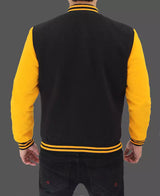 Men’s Black and Yellow Letterman Jacket – Varsity Baseball Style