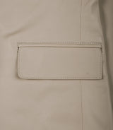 Mens Two Button Beige Leather Blazer - Notch Lapel