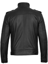 Tavares Men's Matte Black Biker Style Leather Jacket