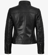 Bergamo Womens Black Biker Style Leather Jacket