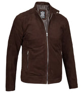 Miguel Men's Quilted Brown Suede Jacket