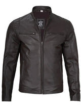 Men's Dark Brown Cafe Racer Leather Jacket