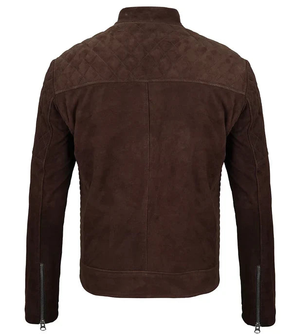 Miguel Men's Quilted Brown Suede Jacket