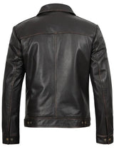 Mens Distressed Dark Brown Biker Style Leather Jacket