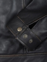 Mens Distressed Dark Brown Biker Style Leather Jacket