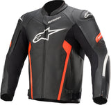 Damoto Faster V2 Motorcycle Leather Jacket Motorbike Jacket Black/Flou Red