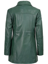 Kandis Women's Green Real Leather Car Coat