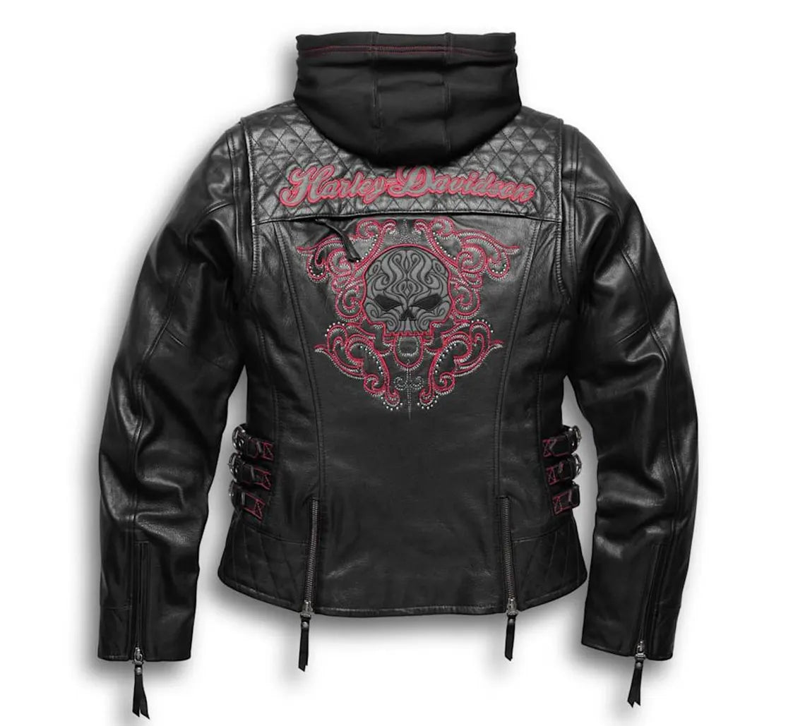 Harley Davidson Women’s Scroll Skull Leather Jacket