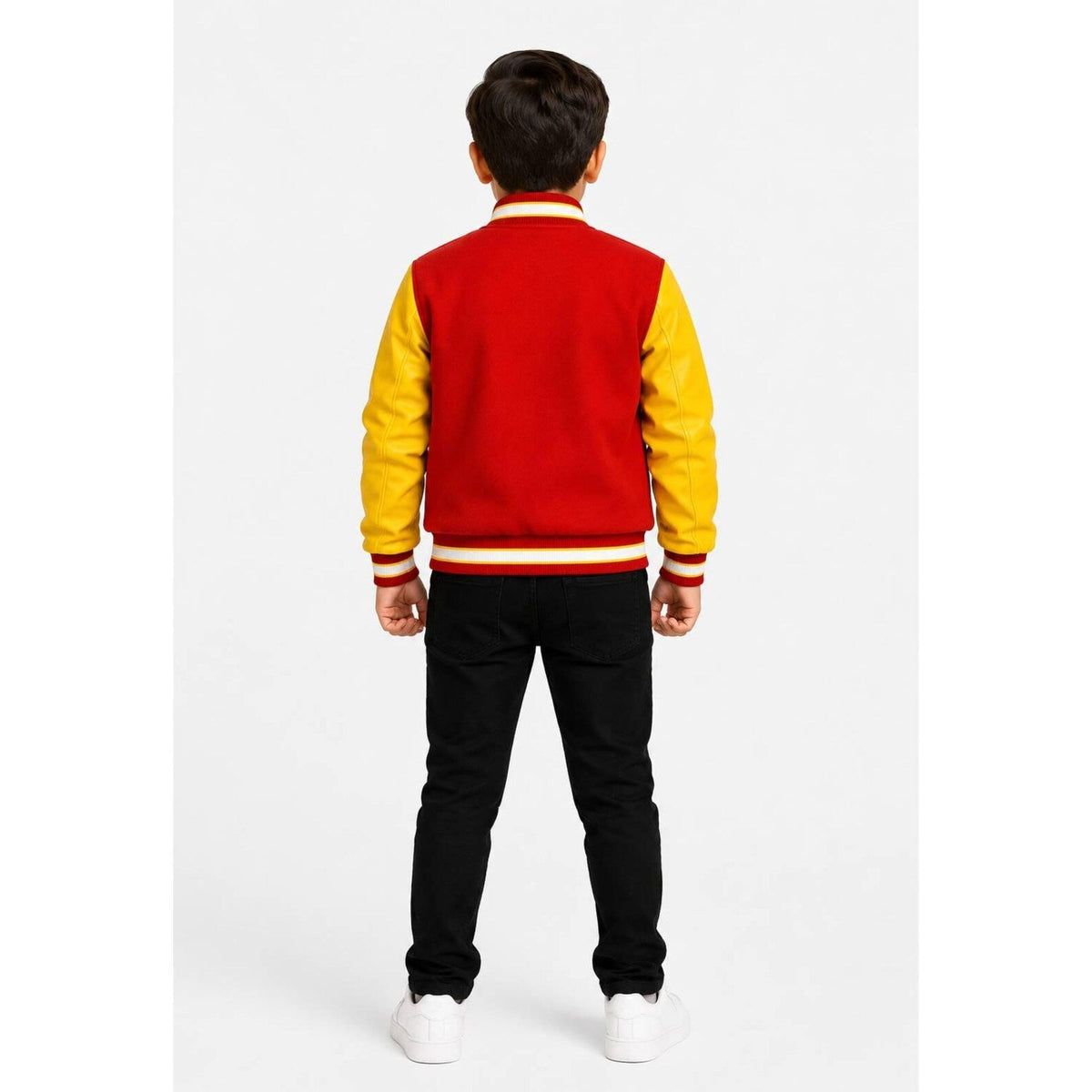 Kids Red Yellow Varsity Jacket Boys Girls Thriller Style Bomber Jacket