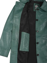 Kandis Women's Green Real Leather Car Coat