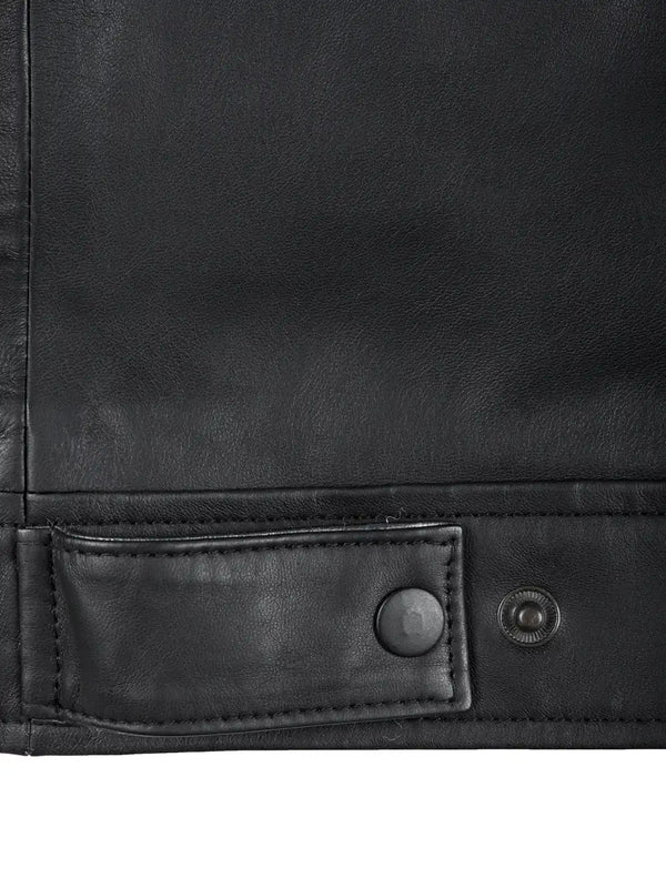 Men's Harrington Matte Black Real Leather Jacket