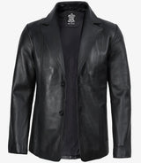 Mens Black Leather Blazer Jacket