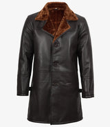 Mens Real Leather Dark Brown Shearling Coat