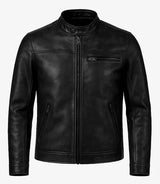 Bickford Mens Black Cafe Racer Real Leather Jacket