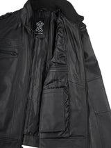 Tavares Men's Matte Black Biker Style Leather Jacket