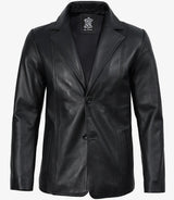 Mens Black Leather Blazer Jacket