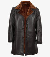 Mens Real Leather Dark Brown Shearling Coat