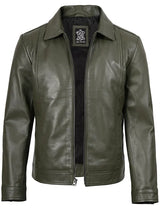 Men's Dark Green Harrington Leather Jacket