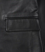 Mens Two Button Black Leather Blazer - Notch Lapel