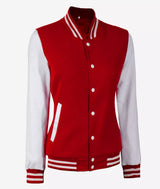 Women’s Red Letterman Jacket – White Sleeve College Varsity Bomber