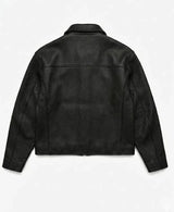 Men’s Black Sheep Leather Jacket Classic Minimalist Zip Up Bomber Biker Style