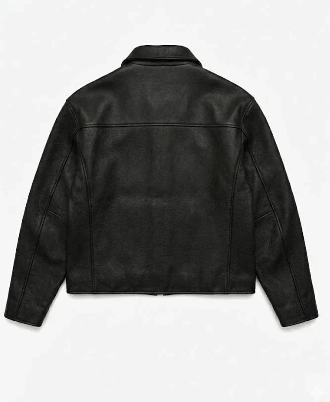 Men’s Black Sheep Leather Jacket Classic Minimalist Zip Up Bomber Biker Style