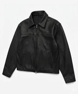 Men’s Black Sheep Leather Jacket Classic Minimalist Zip Up Bomber Biker Style