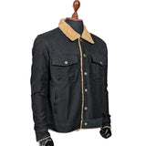 Mens Black Denim Sherpa Jacket Winter Fleece Lined Jean Trucker Warm Fur Coat