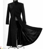 Men's Black Full Length High Collar Trench Coat | Premium Long Overcoat