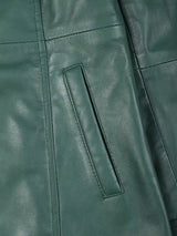 Kandis Women's Green Real Leather Car Coat