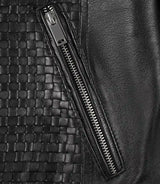 Women's Black Textured Cafe Racer Leather Jacket